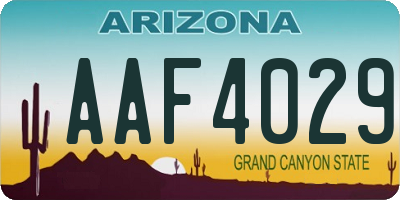 AZ license plate AAF4029