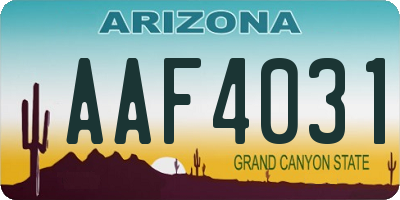 AZ license plate AAF4031