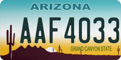 AZ license plate AAF4033