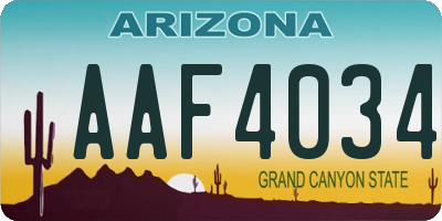 AZ license plate AAF4034