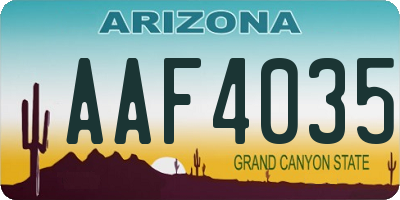 AZ license plate AAF4035