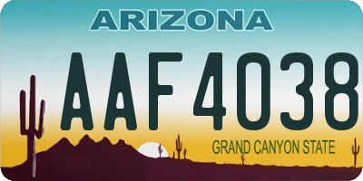 AZ license plate AAF4038