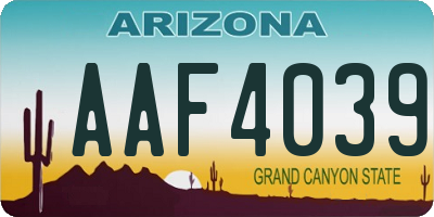 AZ license plate AAF4039