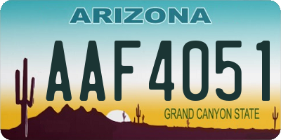 AZ license plate AAF4051