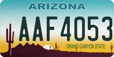 AZ license plate AAF4053