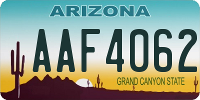 AZ license plate AAF4062