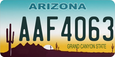 AZ license plate AAF4063