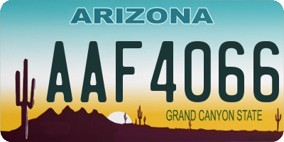 AZ license plate AAF4066