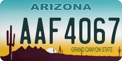 AZ license plate AAF4067