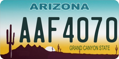 AZ license plate AAF4070