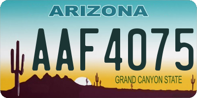 AZ license plate AAF4075