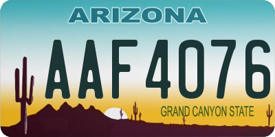AZ license plate AAF4076