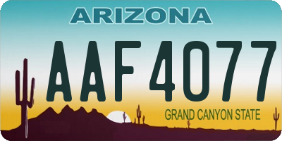 AZ license plate AAF4077