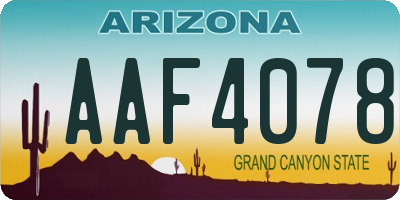 AZ license plate AAF4078