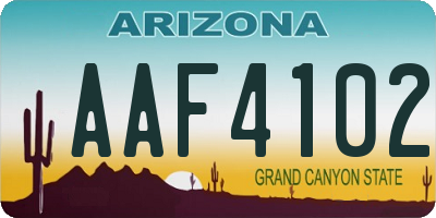 AZ license plate AAF4102