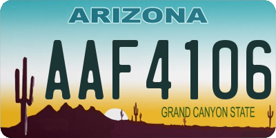 AZ license plate AAF4106