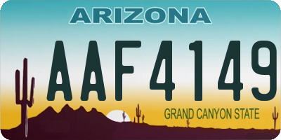 AZ license plate AAF4149