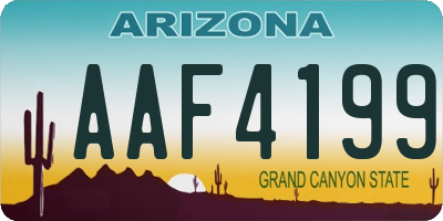 AZ license plate AAF4199