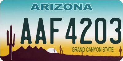 AZ license plate AAF4203