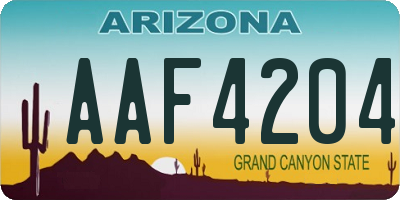 AZ license plate AAF4204