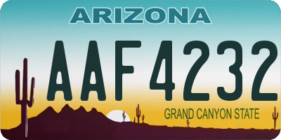 AZ license plate AAF4232