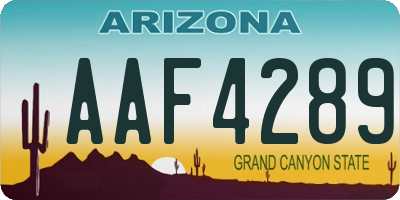 AZ license plate AAF4289