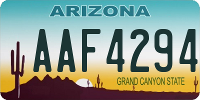 AZ license plate AAF4294