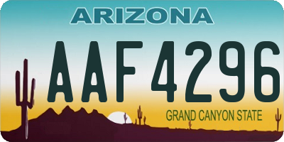 AZ license plate AAF4296