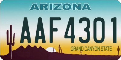 AZ license plate AAF4301