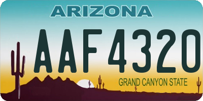 AZ license plate AAF4320