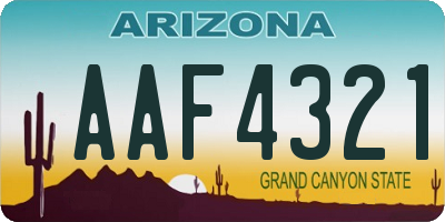 AZ license plate AAF4321