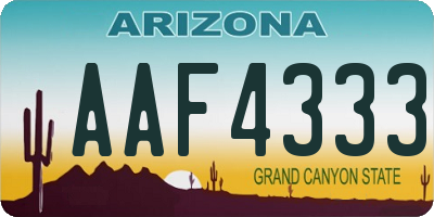 AZ license plate AAF4333