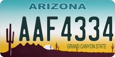 AZ license plate AAF4334