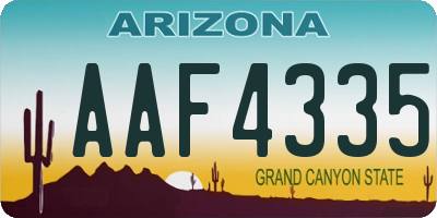 AZ license plate AAF4335