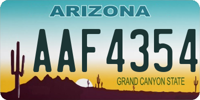 AZ license plate AAF4354