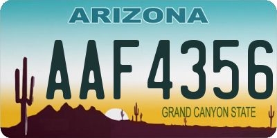 AZ license plate AAF4356