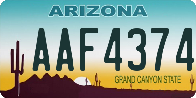 AZ license plate AAF4374