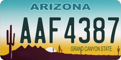 AZ license plate AAF4387
