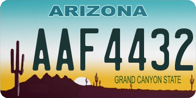 AZ license plate AAF4432