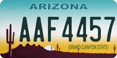 AZ license plate AAF4457