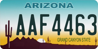 AZ license plate AAF4463