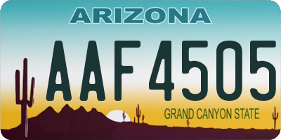 AZ license plate AAF4505