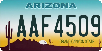 AZ license plate AAF4509