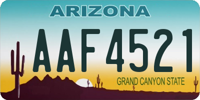 AZ license plate AAF4521