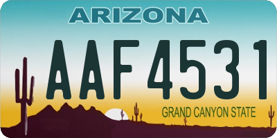 AZ license plate AAF4531