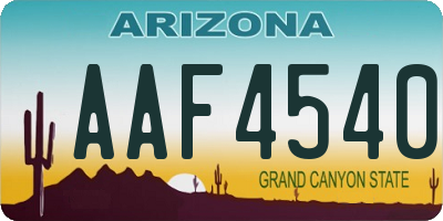 AZ license plate AAF4540