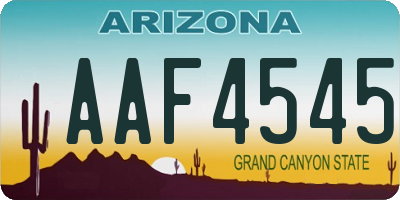 AZ license plate AAF4545