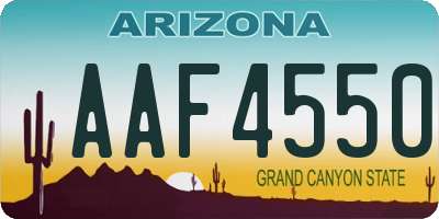 AZ license plate AAF4550