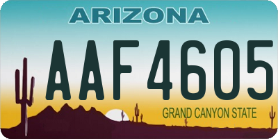 AZ license plate AAF4605