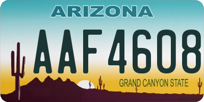 AZ license plate AAF4608